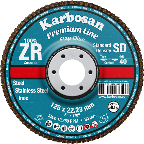 KARBOSAN FLAP DİSK ZIMPARA ZR 125/80 mm KUM (930450)
